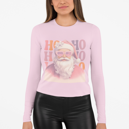 Christmas Santa HO HO HO Long Sleeve T-Shirt - Lots of Color Choices
