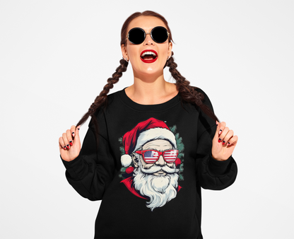 Christmas Santa Sweatshirt with USA Shades