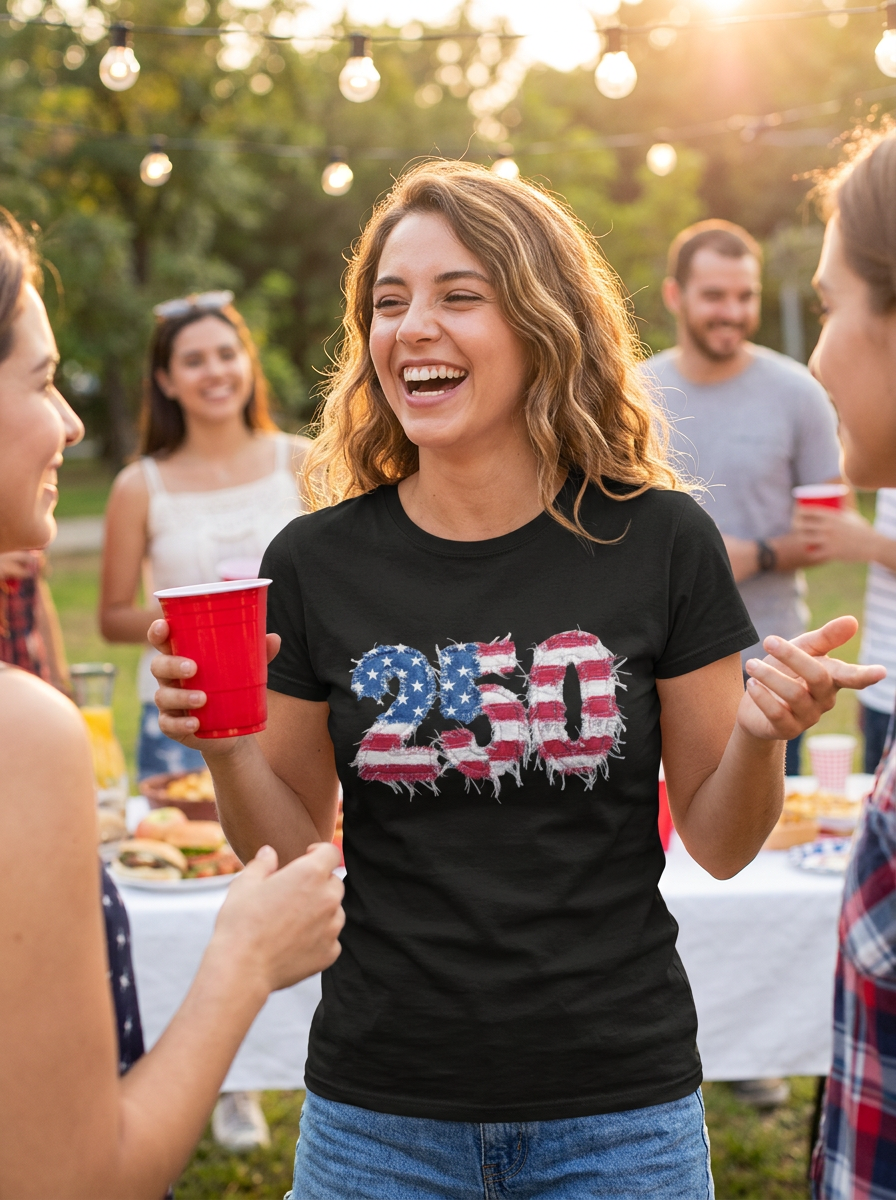 4th of July Frayed Patch Graphic Tee — Patriotic Independence Day T-Shirt