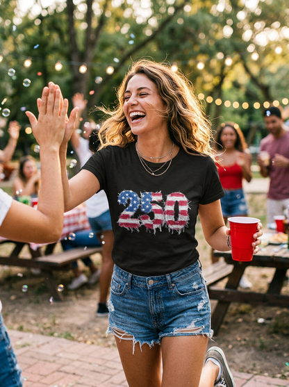 4th of July Frayed Patch Graphic Tee — Patriotic Independence Day T-Shirt