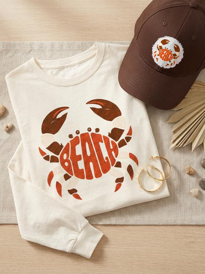 Beach Crab Graphic Tee — Retro Coastal Summer T-Shirt
