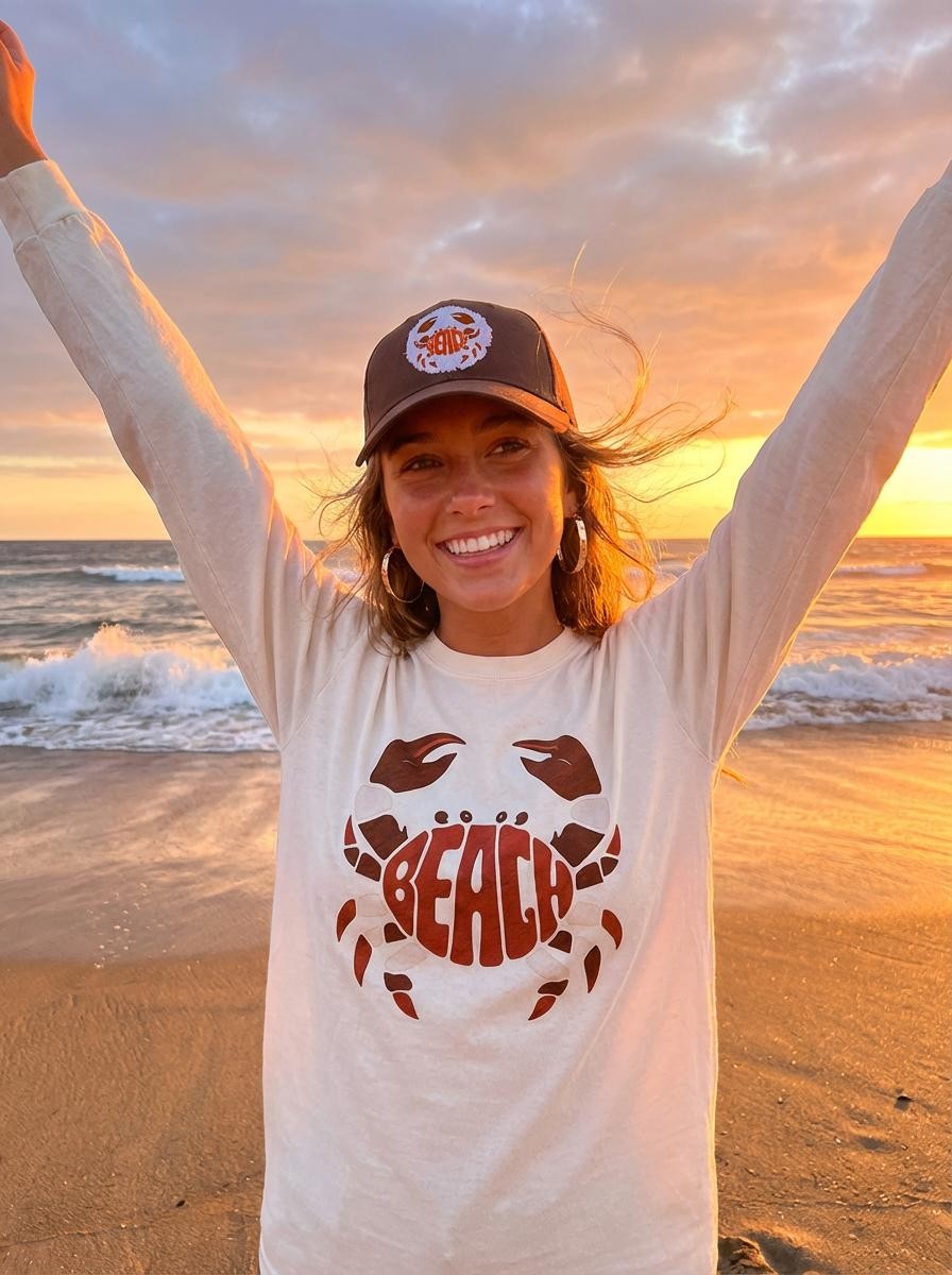 Beach Crab Graphic Tee — Retro Coastal Summer T-Shirt