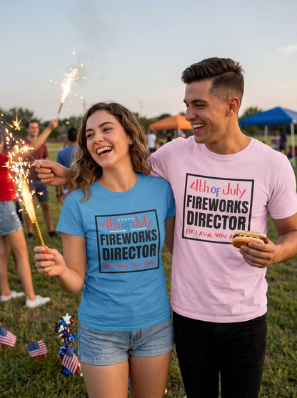 4th of July Fireworks Director T-Shirt – Funny "If I Run, You Run" Patriotic Tee