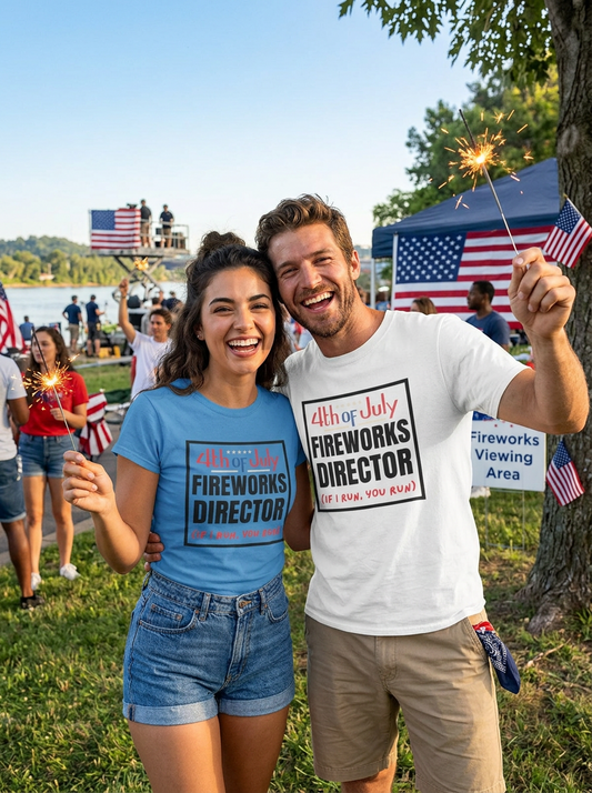 4th of July Fireworks Director T-Shirt – Funny "If I Run, You Run" Patriotic Tee