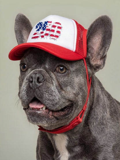 American Flag 250th 4th of July Dog Trucker Hat