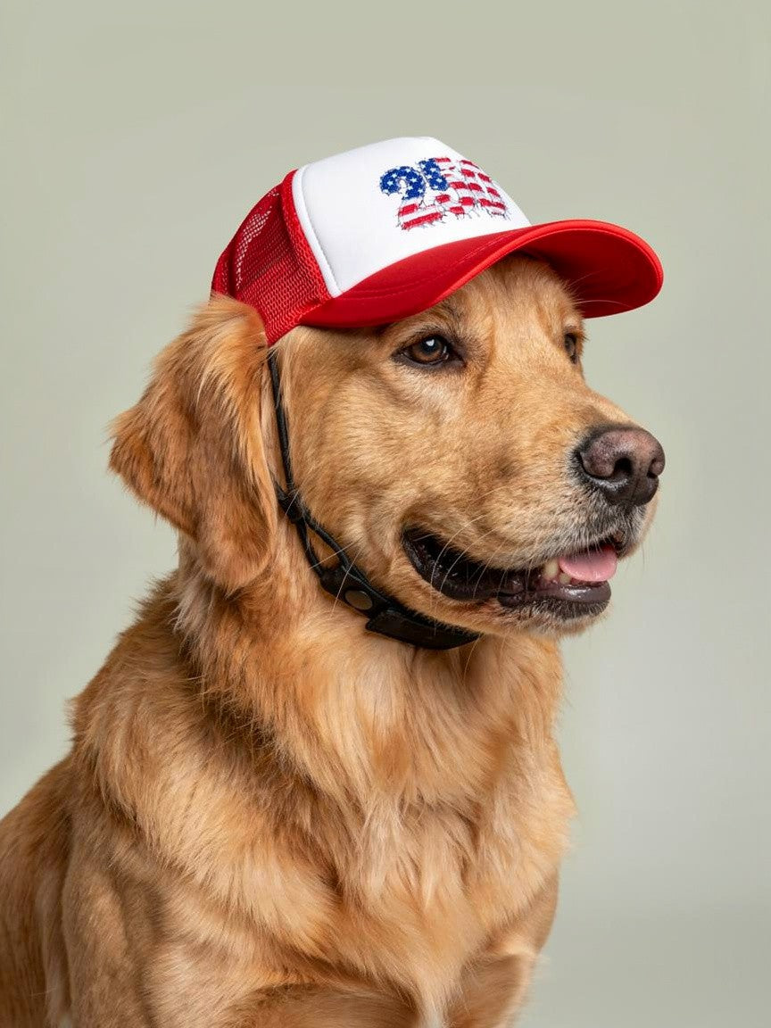 American Flag 250th 4th of July Dog Trucker Hat