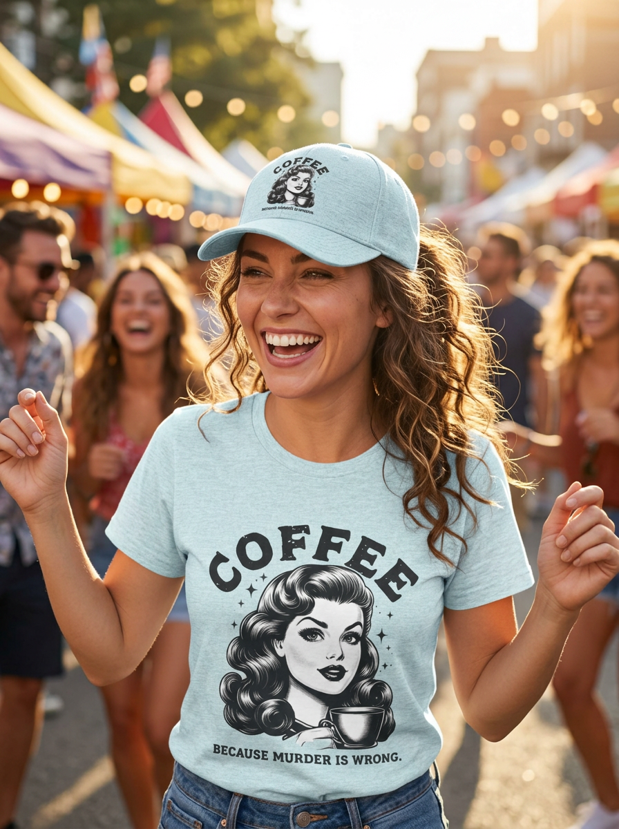 COFFEE Because Murder Is Wrong Graphic Funny T-Shirt