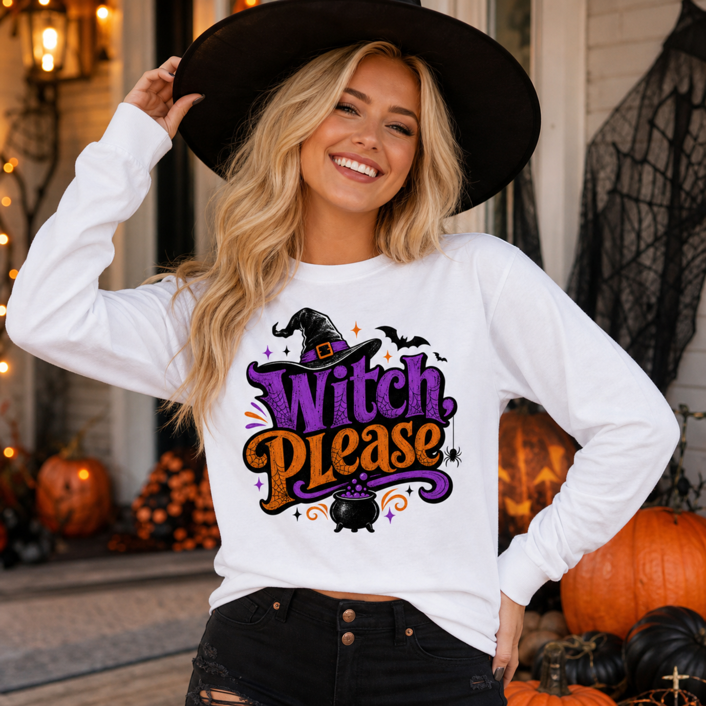 Witch Please Long Sleeve T-Shirt — Funny Halloween Witch Shirt