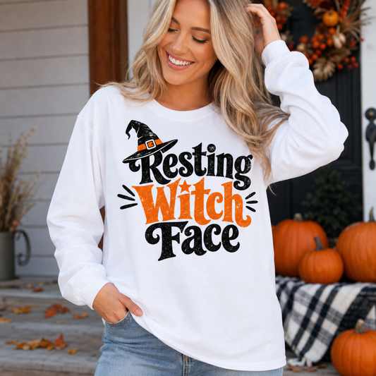 Resting Witch Face Long Sleeve T-Shirt — Funny Halloween Witch Shirt