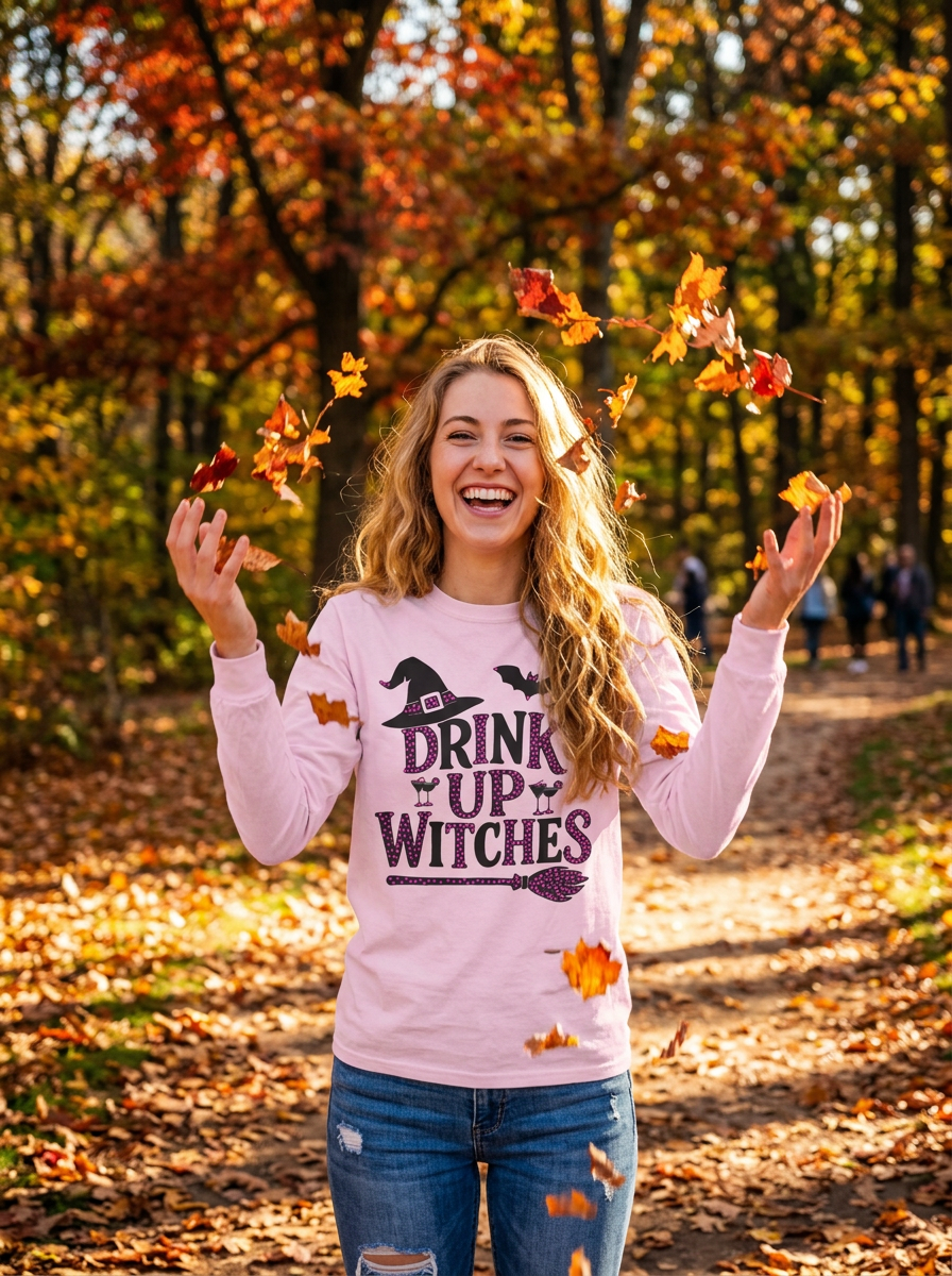 Drink Up Witches Long Sleeve T-Shirt Halloween Fun Tee