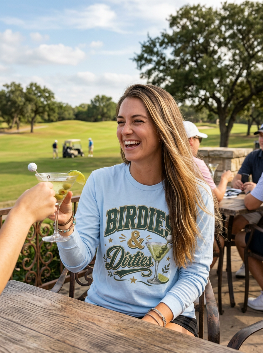 Birdies & Dirties Long Sleeve T-Shirt Golf Cocktail Marini's
