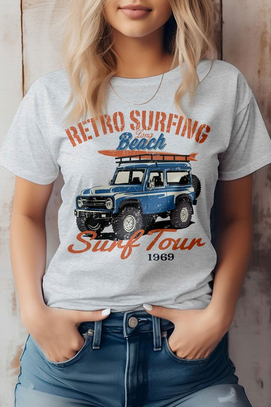 Retro Surfing Long Beach Graphic Tee