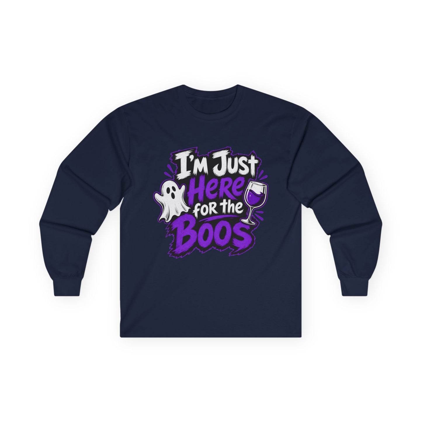 I'm Just Here for the Boos Halloween T-Shirt Ghosts & Cocktails Long Sleeve