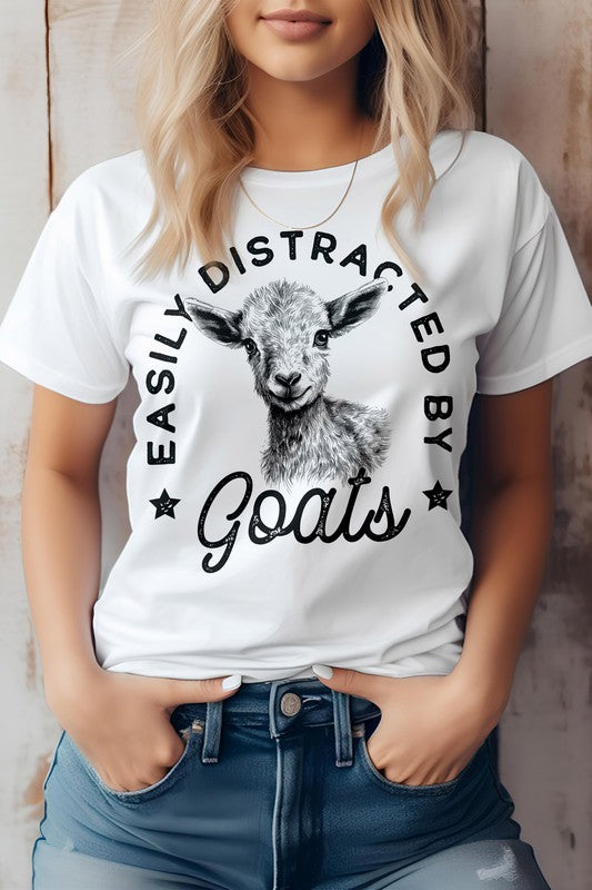 Easily Distracted by Goats, Farm Graphic Tee