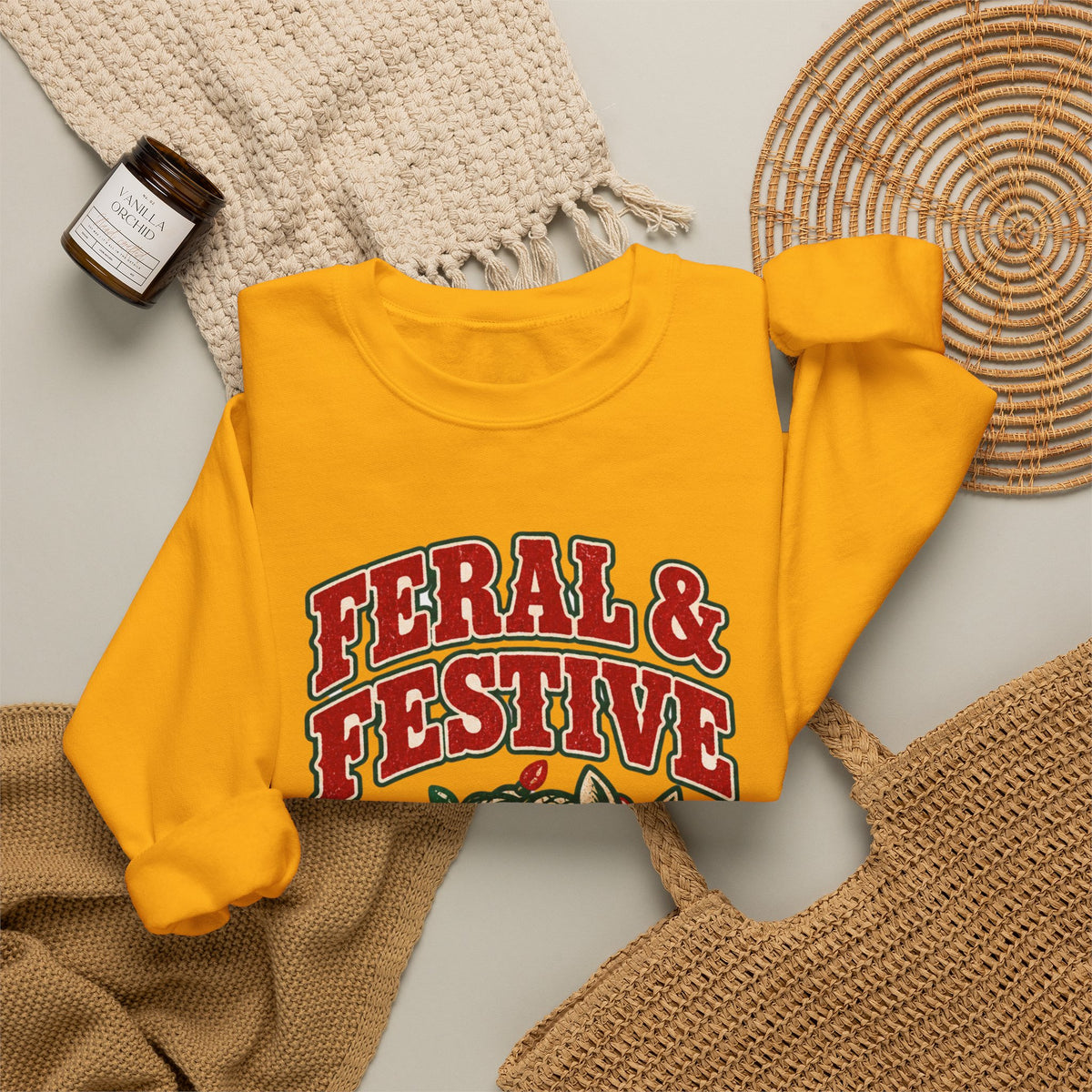 Feral & Festive Texas Edition Christmas Sweatshirt, Funny Armadillo Holiday Crewneck