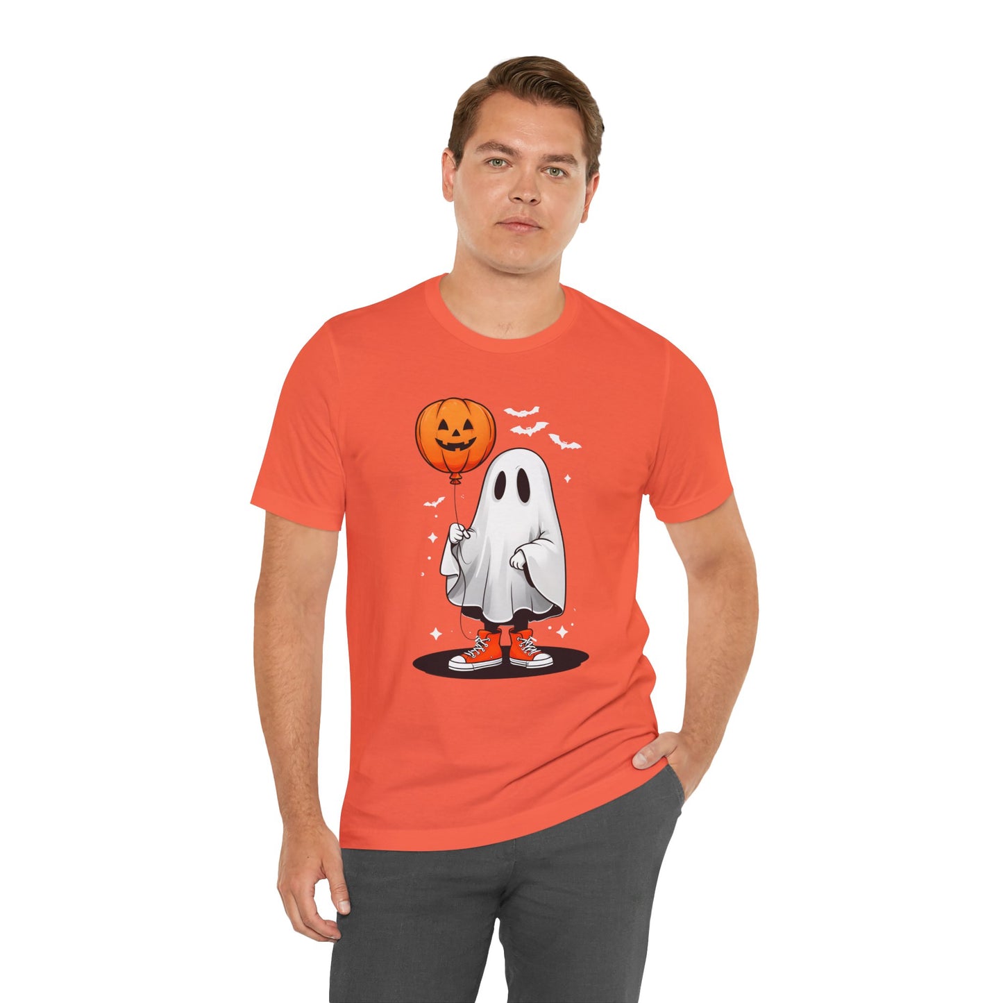 Ghost Tee with Orange Hightops and Pumpkin Balloon