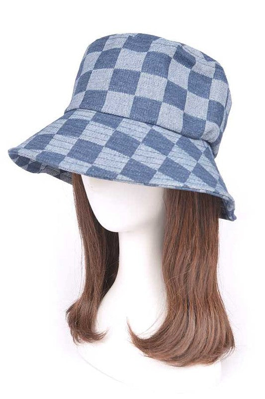 Checker Denim Bucket Hat