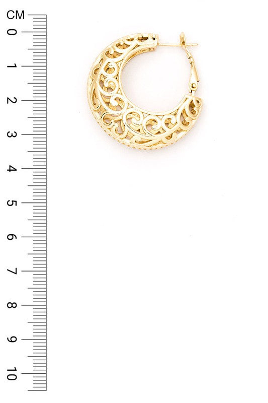 Swirly Vine Designed Casting Hoop Earrings