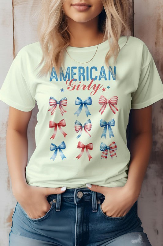 Patriotic Coquette Bow 4th of July Graphic Tee