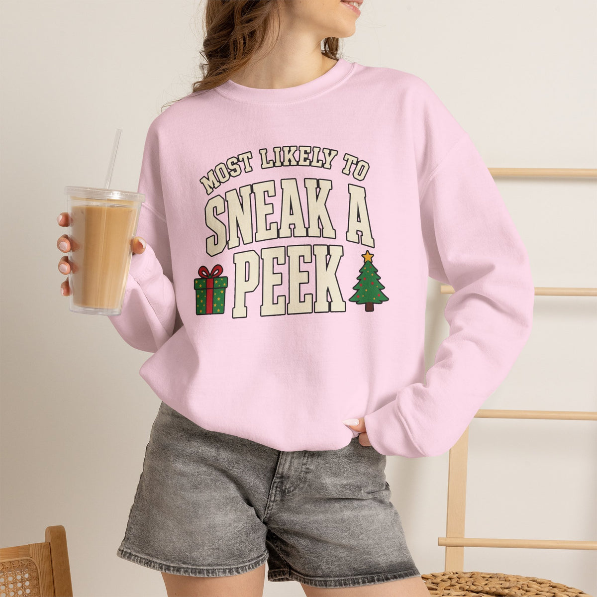 Most Likely To Sneak A Peek Sweatshirt - Funny Christmas Crewneck