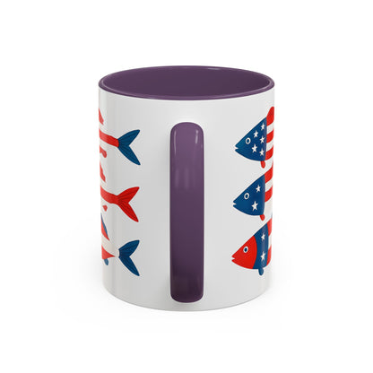 Patriotic Fish Flag Coffee Mug American Flag Accent 11 or 15oz