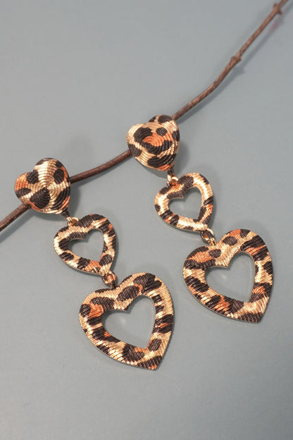 Leopard Heart Drop Earrings