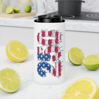 Patriotic USA Flag 250th Can Cooler - Reg or Slim Beer Koozie for 4th of July