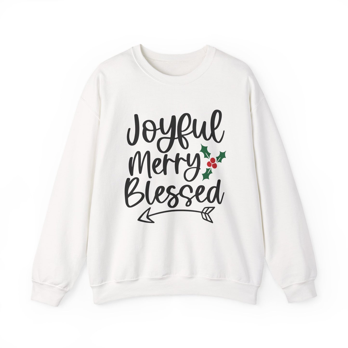 Christmas Sweatshirt - "Joyful Merry Blessed" Cozy Holiday Crewneck