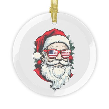 Glass Ornament USA SANTA