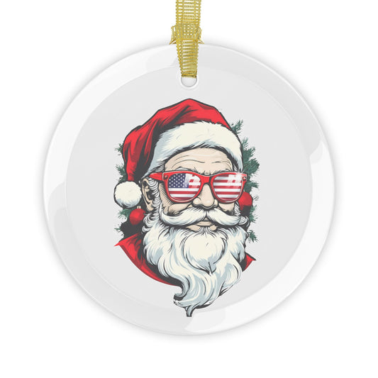 Glass Ornament USA SANTA