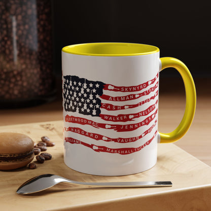 OG Southern Rock Bands & Country Greats USA Flag  Mug  11 or 15oz Coffee Cup
