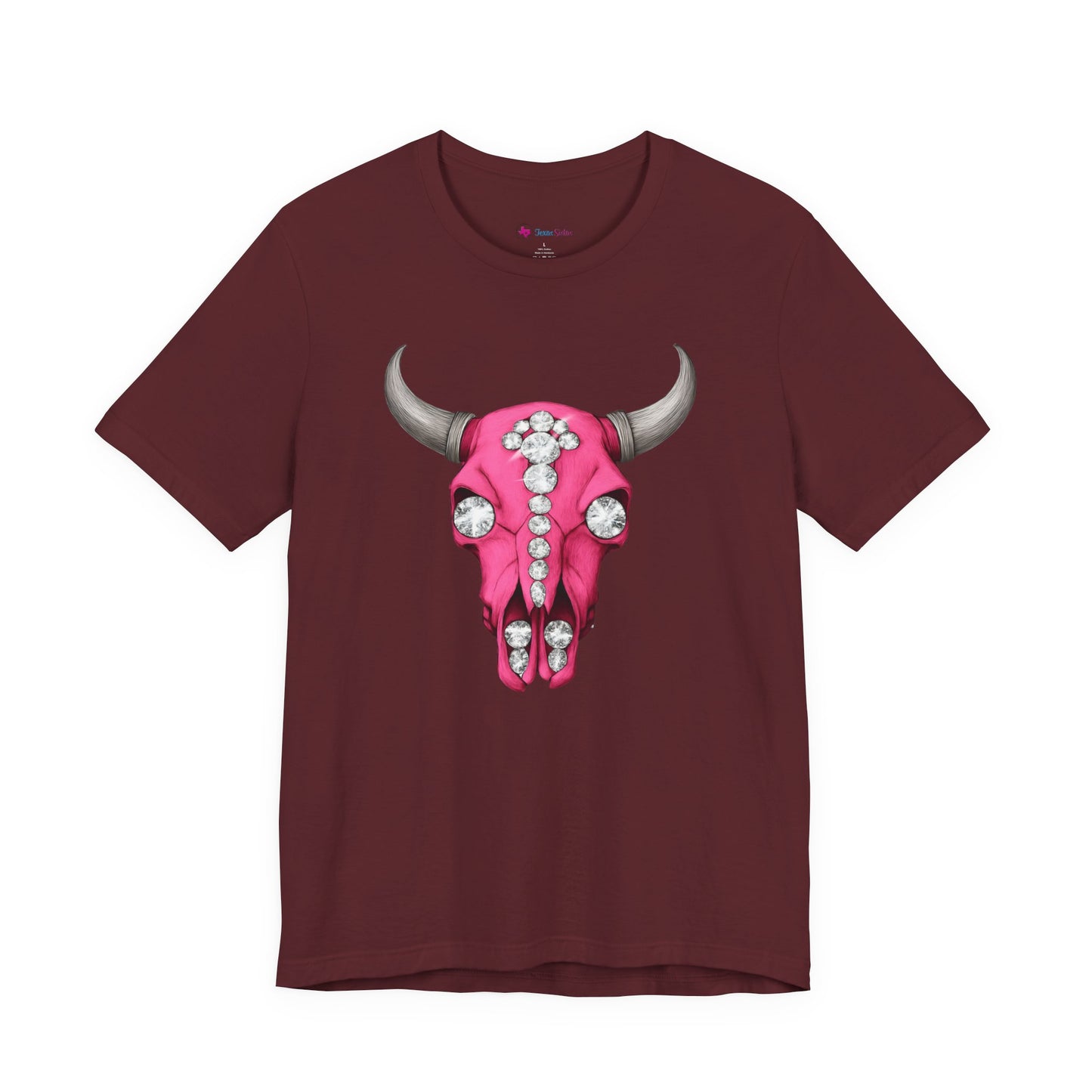 Pink Jeweled Bull Skull Tee – Western Cowgirl Graphic T-Shirt