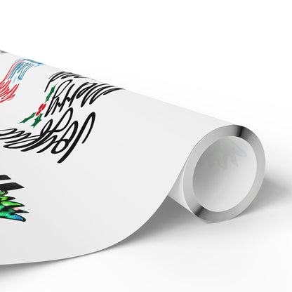 Wrapping Paper Roll – "Joyful Merry & Blessed" Holiday Gift Wrap with Festive Script Pattern