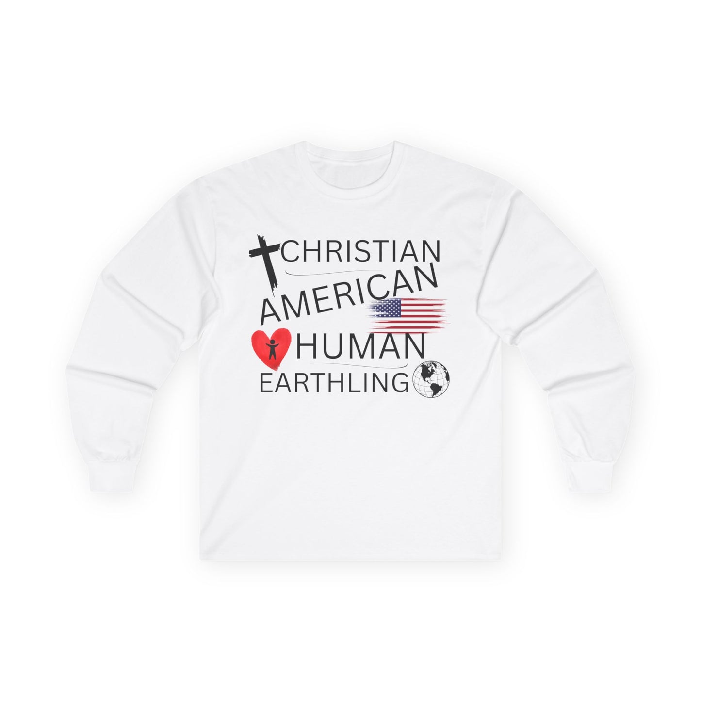 Christian American Human Earthling Long Sleeve T-Shirt