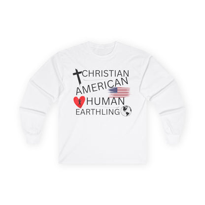 Christian American Human Earthling Long Sleeve T-Shirt