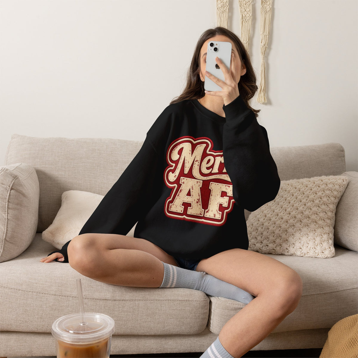 Merry AF Sweatshirt – Funny Retro Holiday Crewneck
