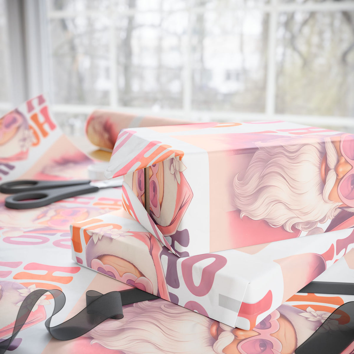 Vintage Santa 'Ho Ho Ho' Christmas Wrapping Paper