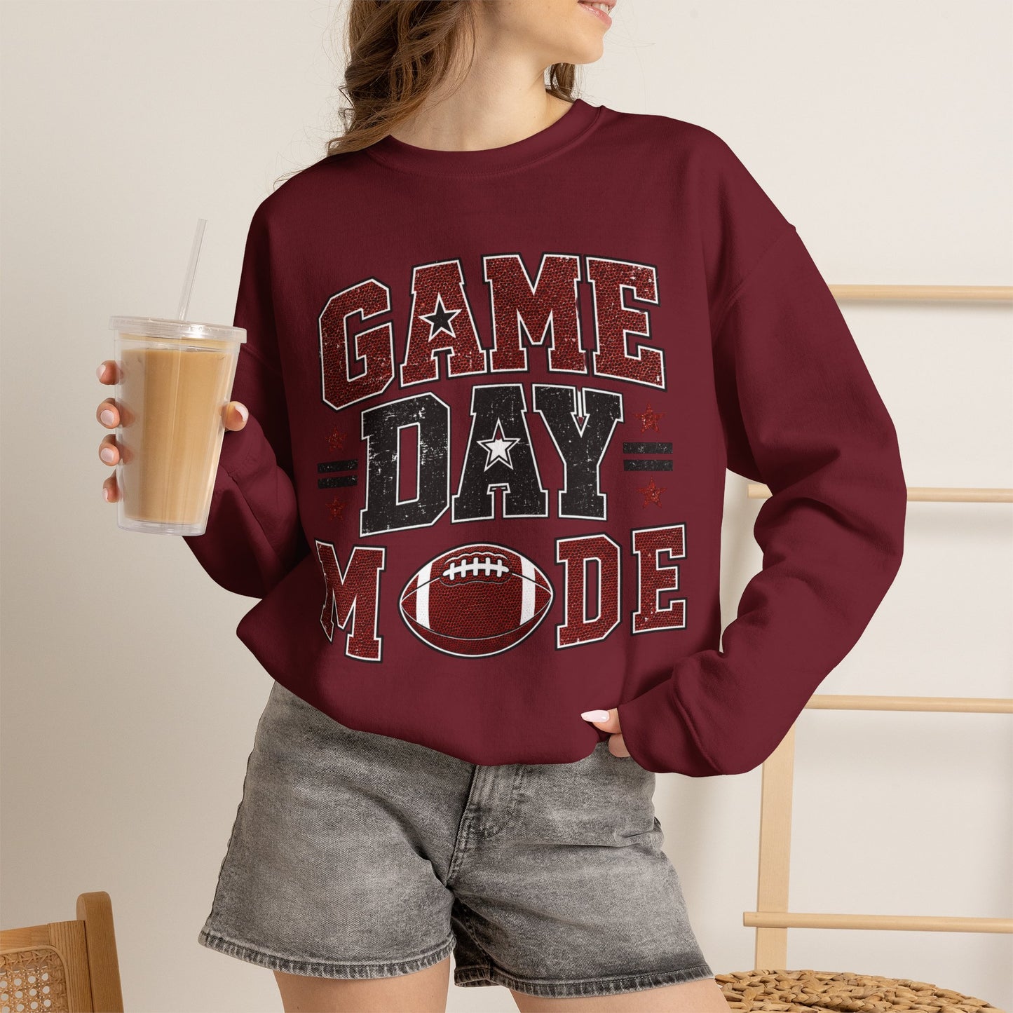 Game Day Mode Sweatshirt — Football Fan Crewneck