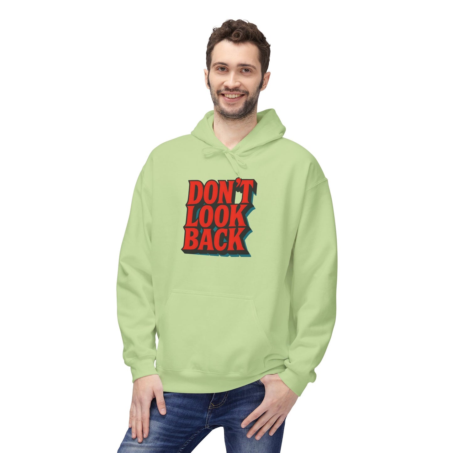 Inspirational Unisex Fleece Hoodie - Don't Look Back, Motivational Gift for Teenagers, Cozy Casual Wear, Perfect for Birthdays & Holidays