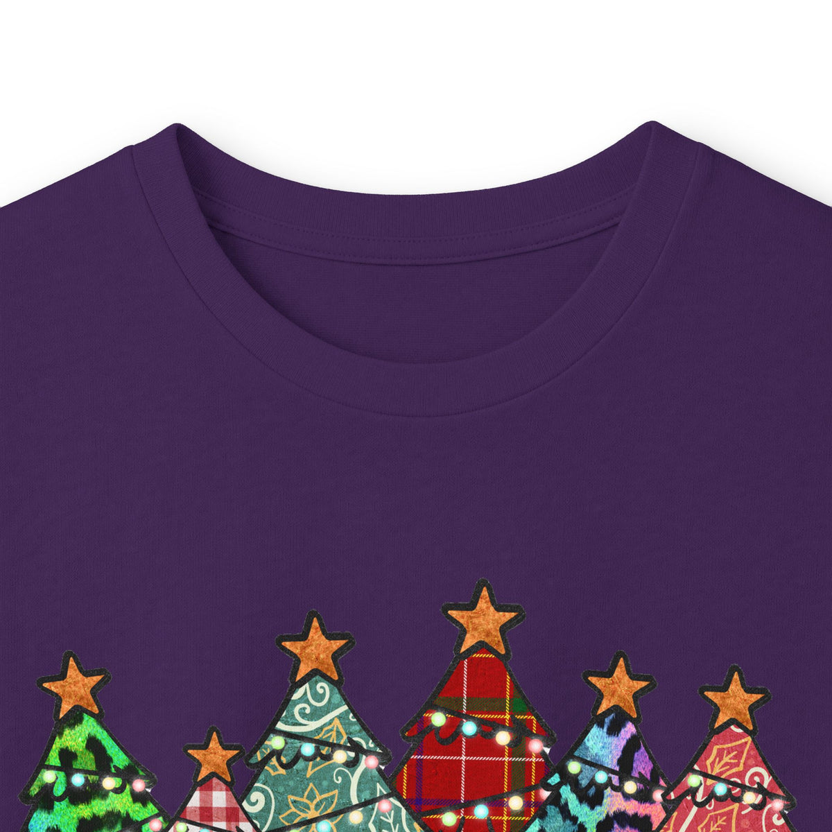 Colorful Plaid Christmas Trees T-Shirt Long Sleeve