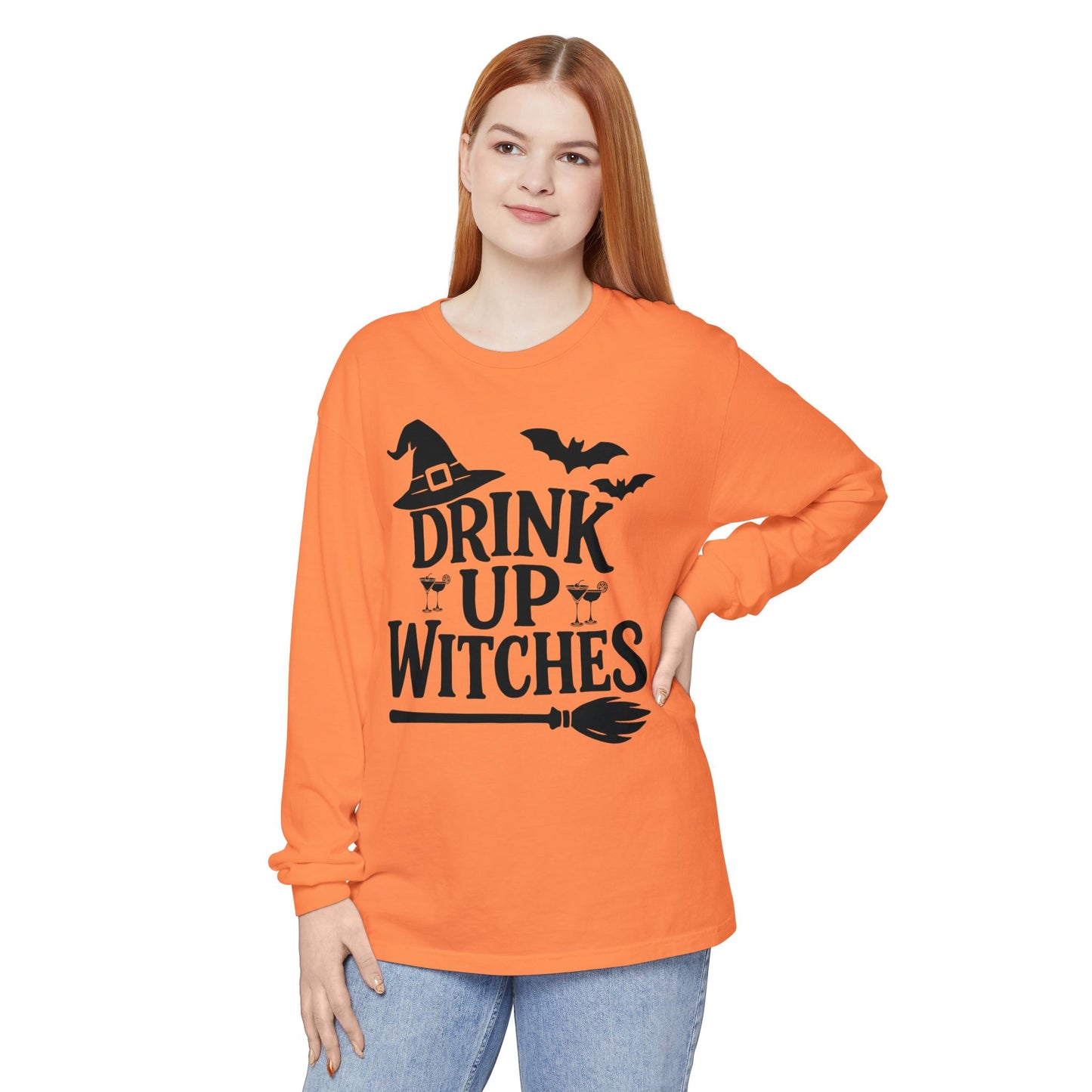 Funny Halloween Long Sleeve T-Shirt - Drink Up Witches