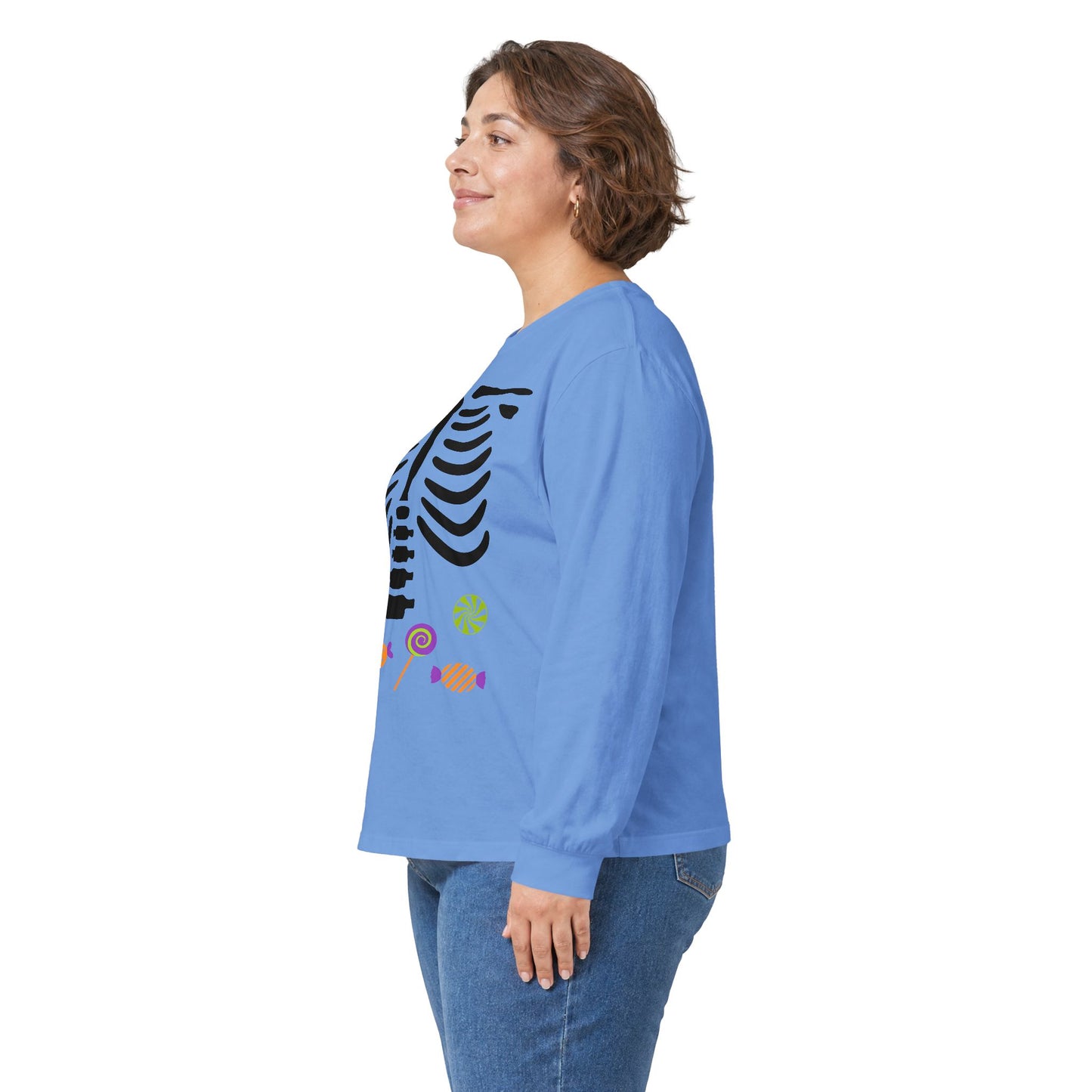 Candy Bones skeleton long sleeve T-Shirt Halloween candy ribs shirt