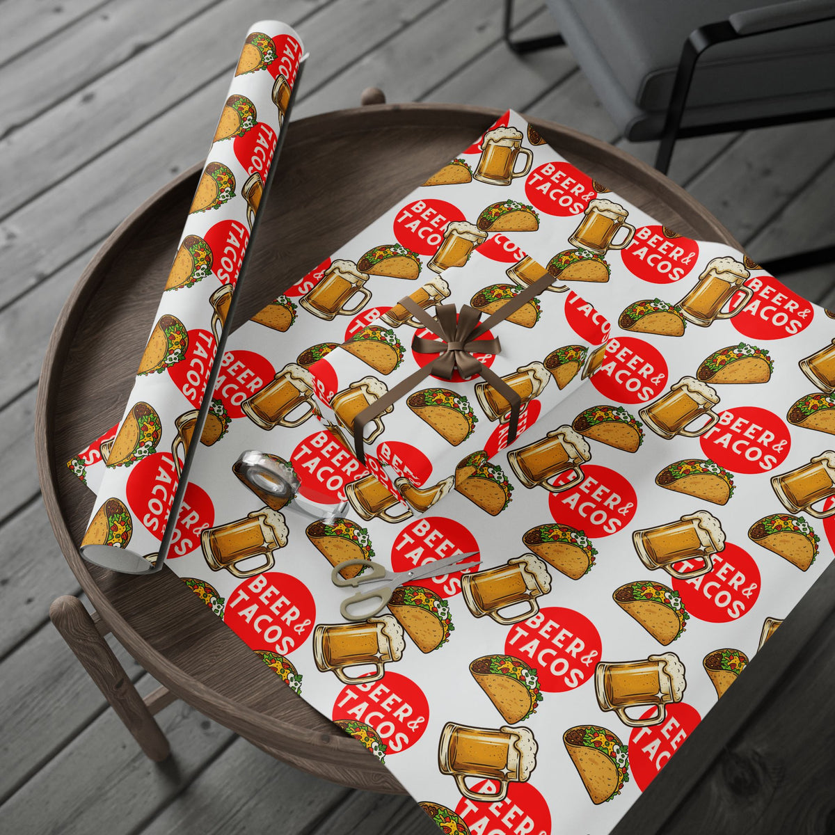 Beer & Tacos Wrapping Paper — Festive Christmas Holiday Gift Wrap