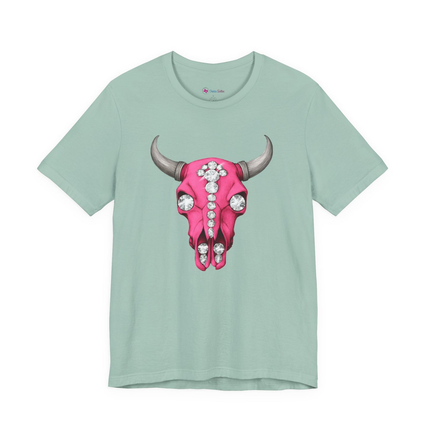 Pink Jeweled Bull Skull Tee – Western Cowgirl Graphic T-Shirt