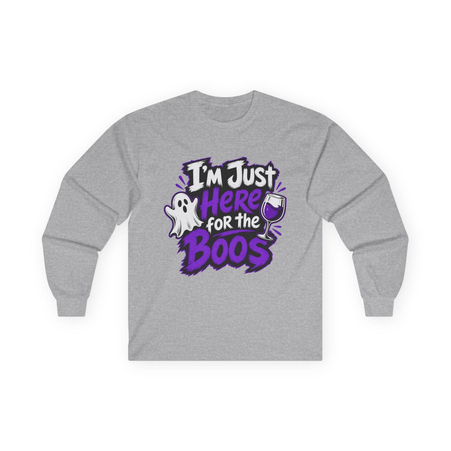 I'm Just Here for the Boos Halloween T-Shirt Ghosts & Cocktails Long Sleeve