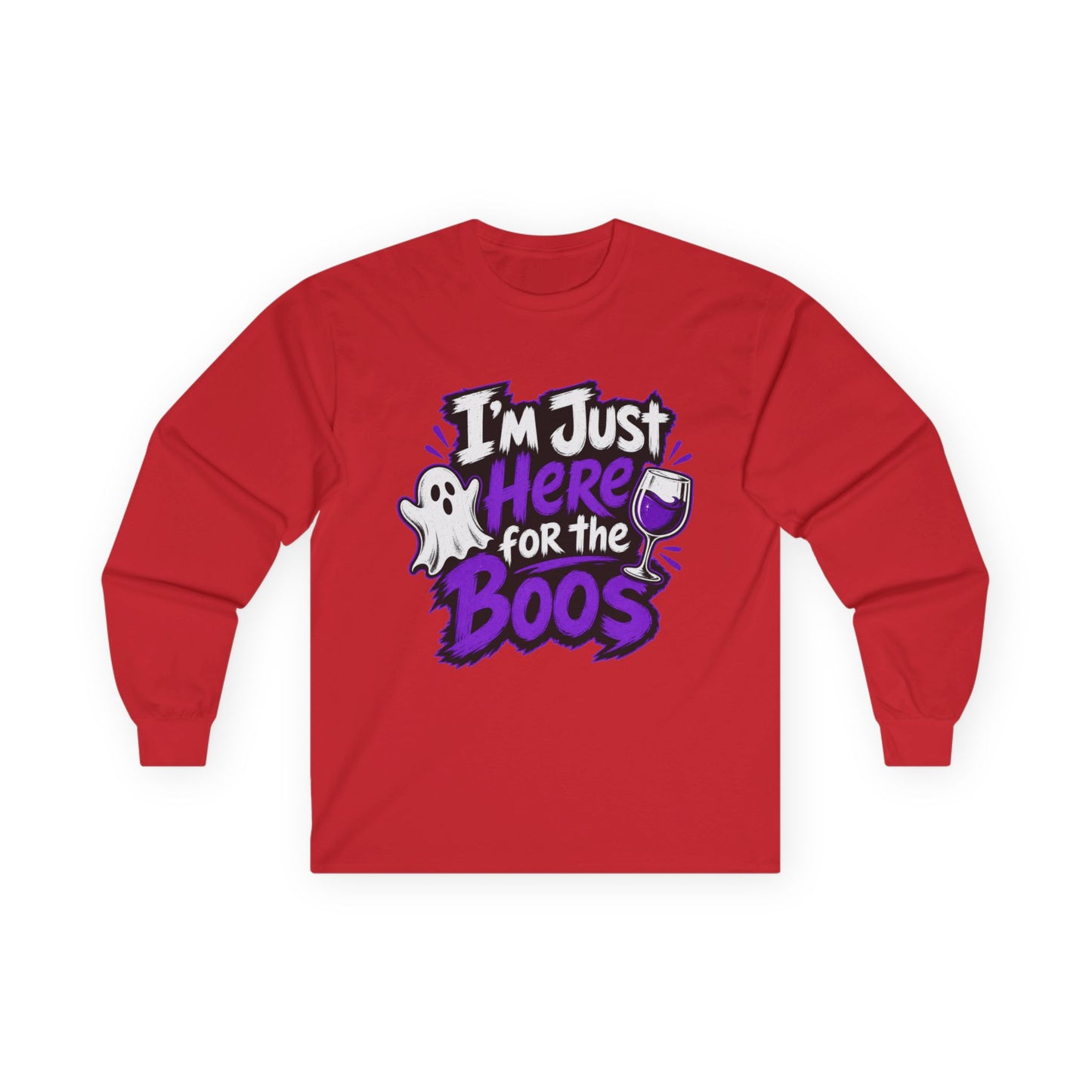 I'm Just Here for the Boos Halloween T-Shirt Ghosts & Cocktails Long Sleeve