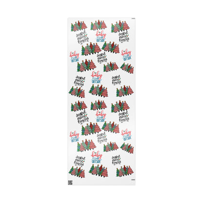 Wrapping Paper Roll – "Joyful Merry & Blessed" Holiday Gift Wrap with Festive Script Pattern