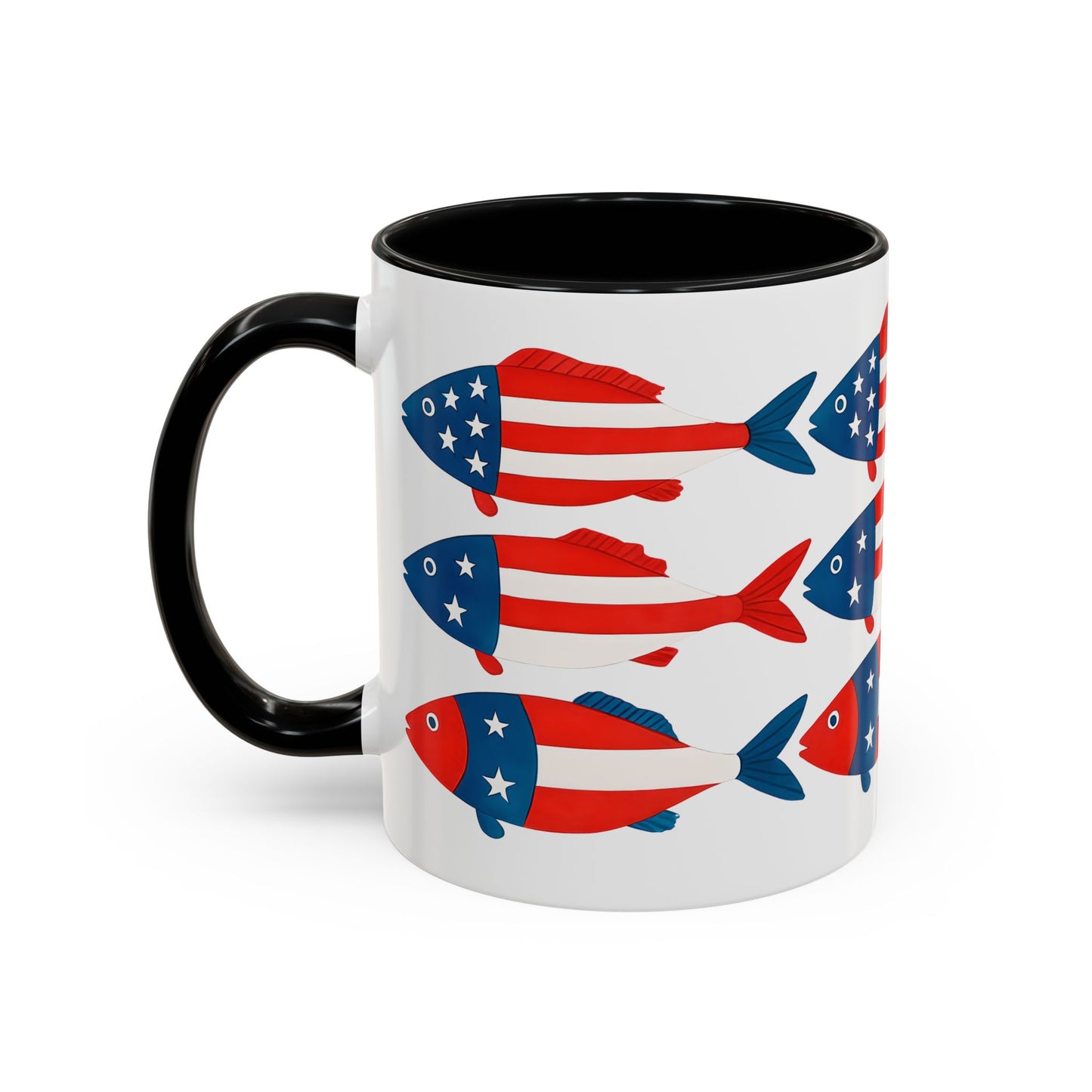 Patriotic Fish Flag Coffee Mug American Flag Accent 11 or 15oz
