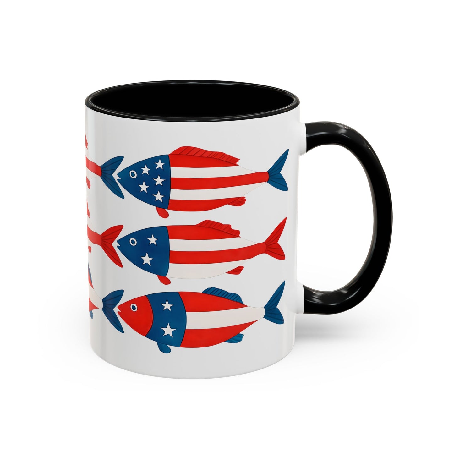 Patriotic Fish Flag Coffee Mug American Flag Accent 11 or 15oz