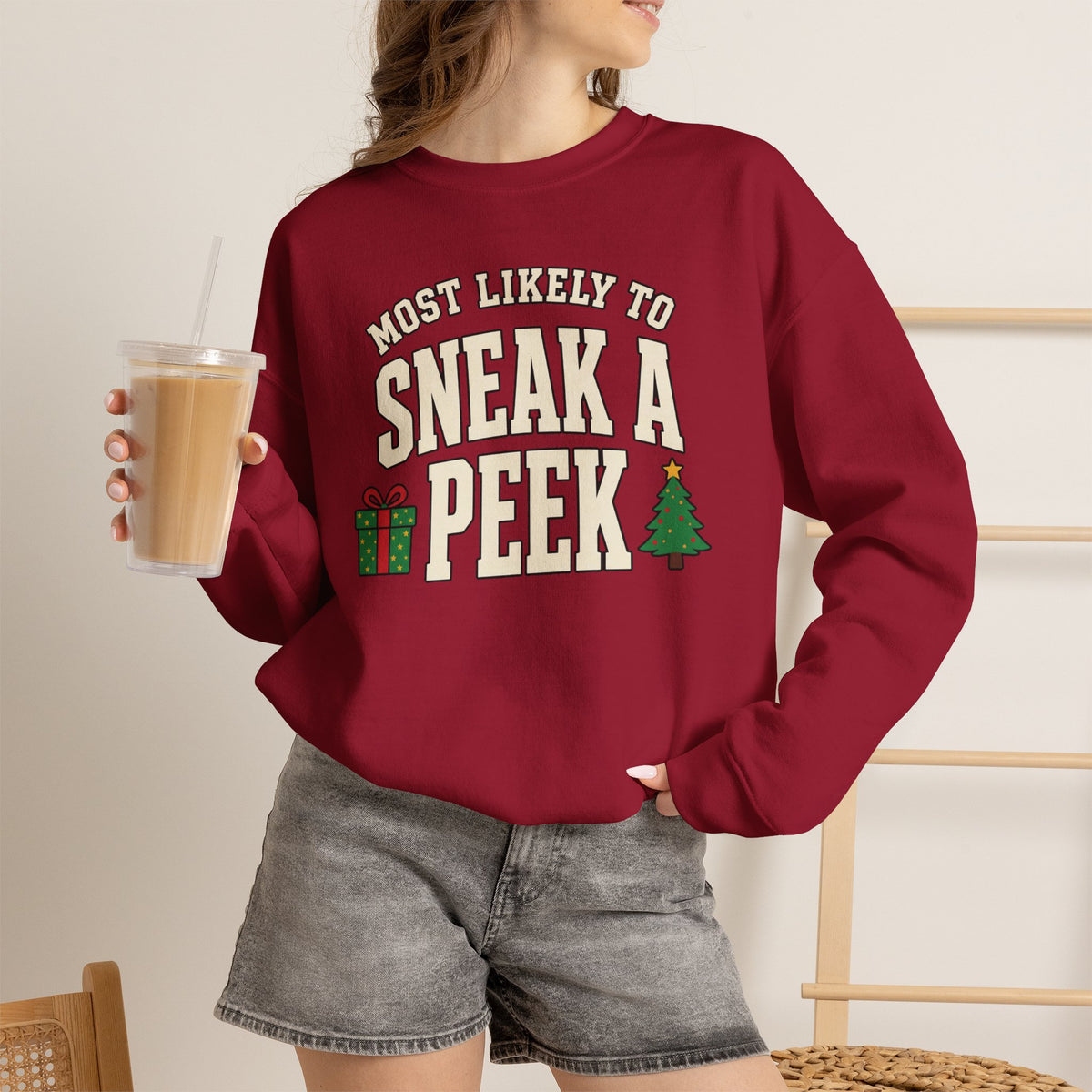 Most Likely To Sneak A Peek Sweatshirt - Funny Christmas Crewneck
